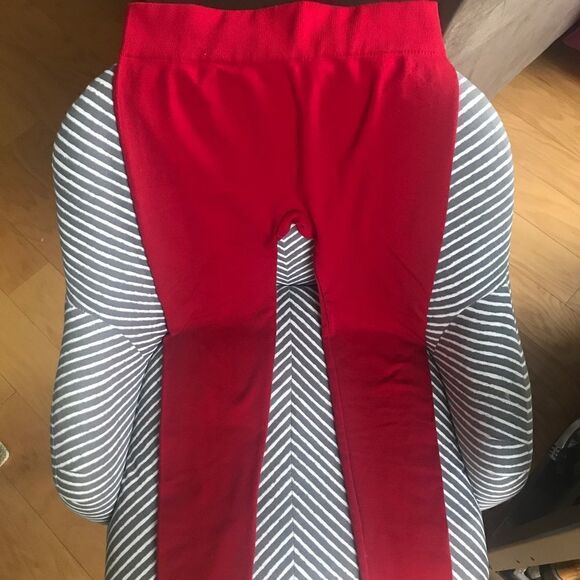 Red Fleece Lined Leggings - Picture 1 of 4